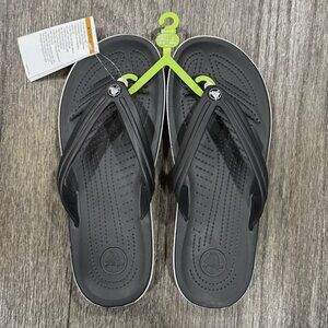 NWT Crocs Crocband Flip Flops Adult Unisex BLACK M9W11 Men Size 9 Women Size 11